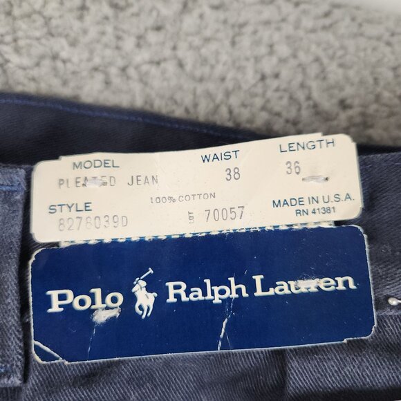 Vintage Polo Ralph Lauren Pleated Jean Pants Size 38x36 USA 1980's Deadstock NWT - Picture 7 of 12